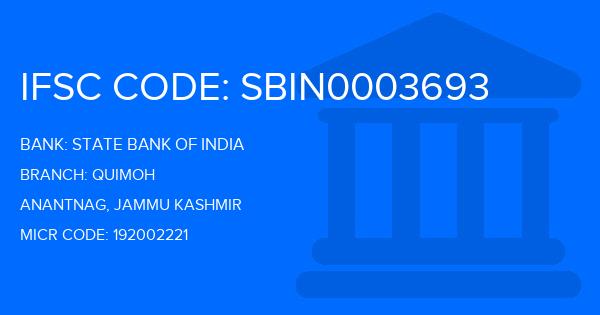 State Bank Of India (SBI) Quimoh Branch IFSC Code