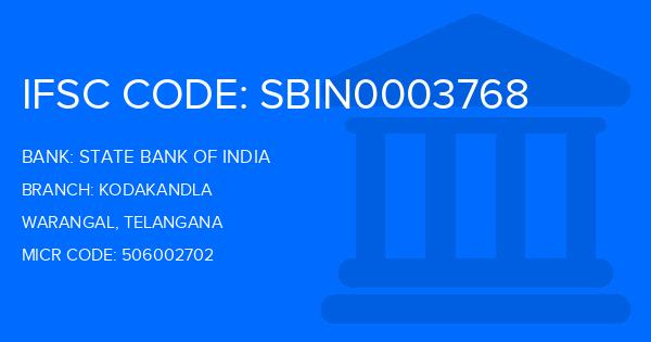 State Bank Of India (SBI) Kodakandla Branch IFSC Code