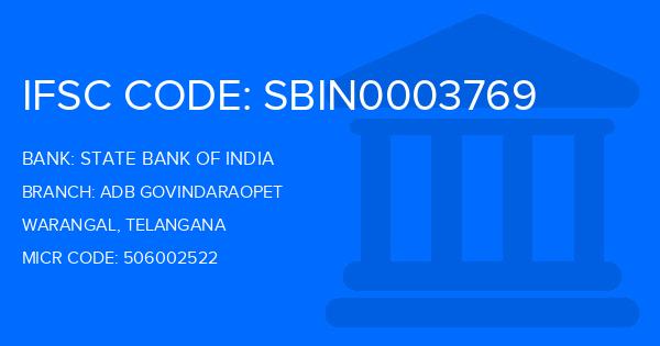State Bank Of India (SBI) Adb Govindaraopet Branch IFSC Code