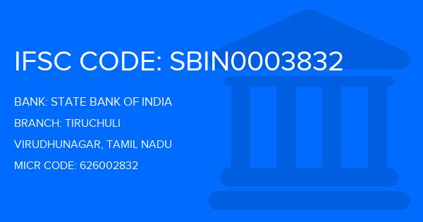 State Bank Of India (SBI) Tiruchuli Branch IFSC Code