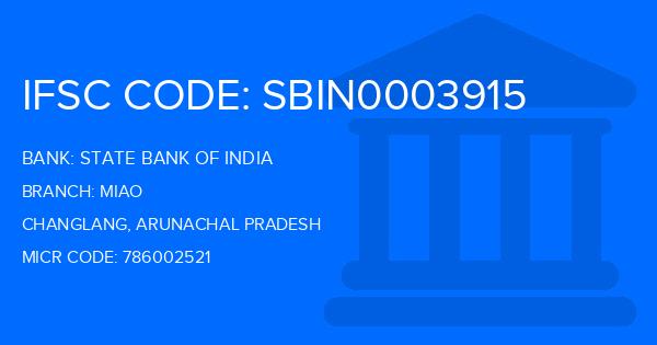State Bank Of India (SBI) Miao Branch IFSC Code
