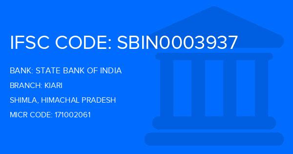 State Bank Of India (SBI) Kiari Branch IFSC Code