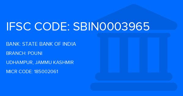 State Bank Of India (SBI) Pouni Branch IFSC Code