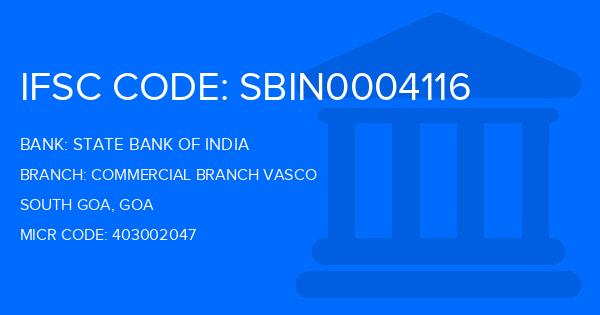 State Bank Of India (SBI) Commercial Branch Vasco Branch IFSC Code