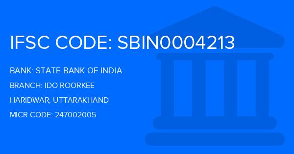 State Bank Of India (SBI) Ido Roorkee Branch IFSC Code