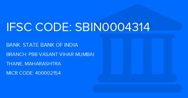 State Bank Of India (SBI) Pbb Vasant Vihar Mumbai Branch IFSC Code