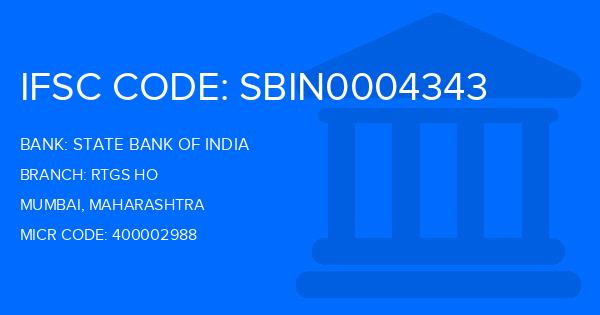 State Bank Of India (SBI) Rtgs Ho Branch IFSC Code