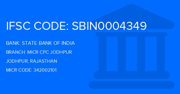 State Bank Of India (SBI) Micr Cpc Jodhpur Branch IFSC Code