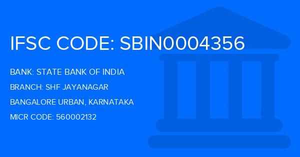 State Bank Of India (SBI) Shf Jayanagar Branch IFSC Code