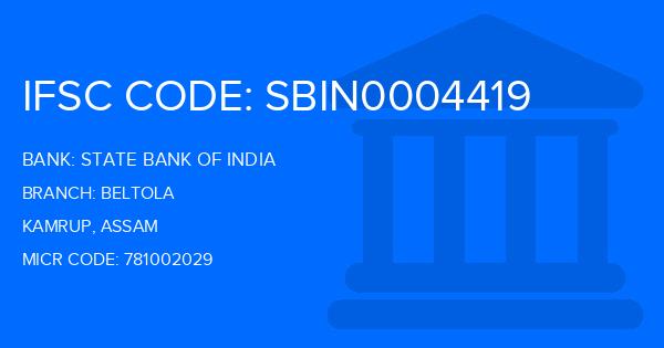 State Bank Of India (SBI) Beltola Branch IFSC Code