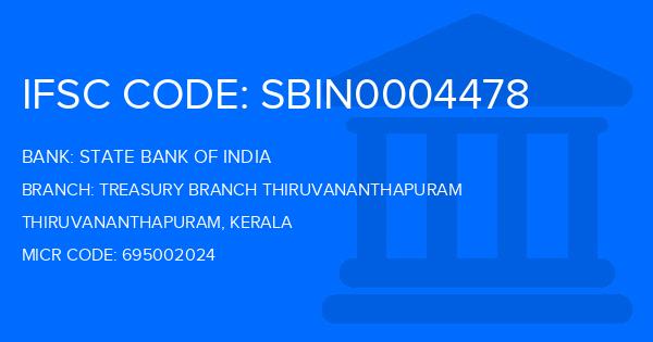 State Bank Of India (SBI) Treasury Branch Thiruvananthapuram Branch IFSC Code