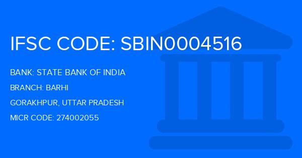State Bank Of India (SBI) Barhi Branch IFSC Code