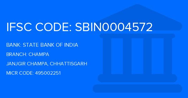 State Bank Of India (SBI) Champa Branch IFSC Code