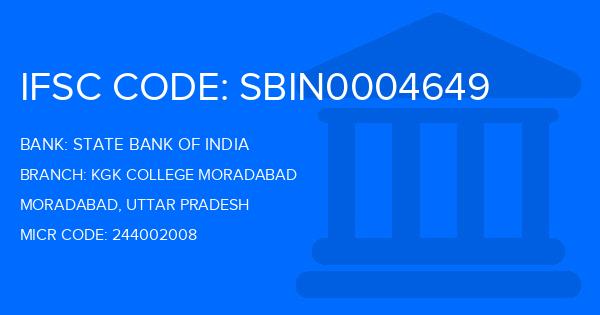 State Bank Of India (SBI) Kgk College Moradabad Branch IFSC Code