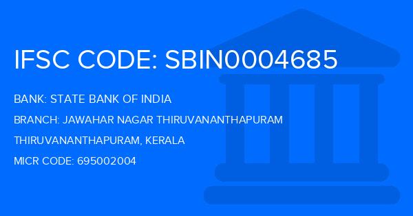 State Bank Of India (SBI) Jawahar Nagar Thiruvananthapuram Branch IFSC Code