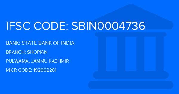 State Bank Of India (SBI) Shopian Branch IFSC Code