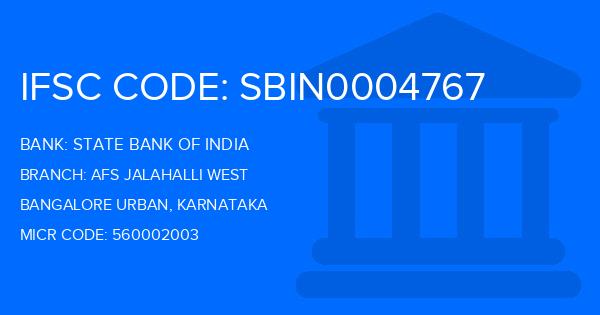 State Bank Of India (SBI) Afs Jalahalli West Branch IFSC Code