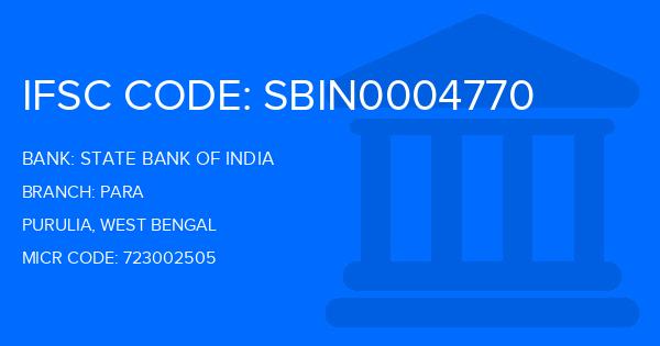 State Bank Of India (SBI) Para Branch IFSC Code