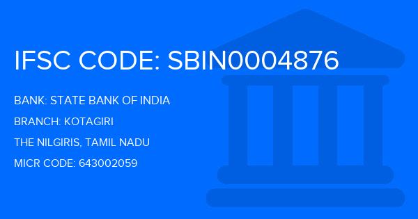 State Bank Of India (SBI) Kotagiri Branch IFSC Code