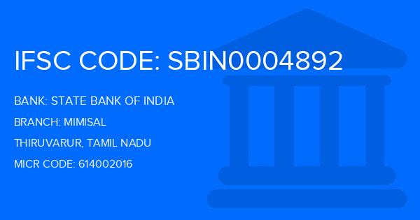 State Bank Of India (SBI) Mimisal Branch IFSC Code