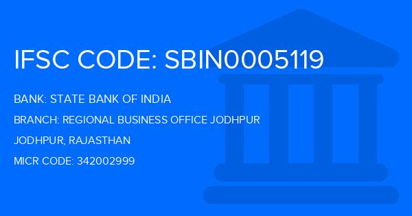 State Bank Of India (SBI) Regional Business Office Jodhpur Branch IFSC Code