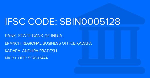 State Bank Of India (SBI) Regional Business Office Kadapa Branch IFSC Code