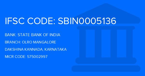 State Bank Of India (SBI) Olro Mangalore Branch IFSC Code