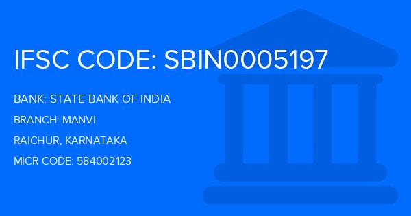 State Bank Of India (SBI) Manvi Branch IFSC Code