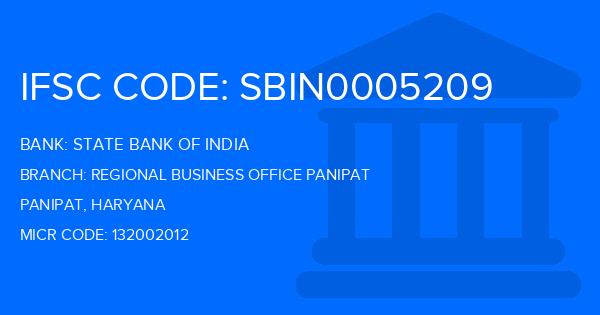 State Bank Of India (SBI) Regional Business Office Panipat Branch IFSC Code