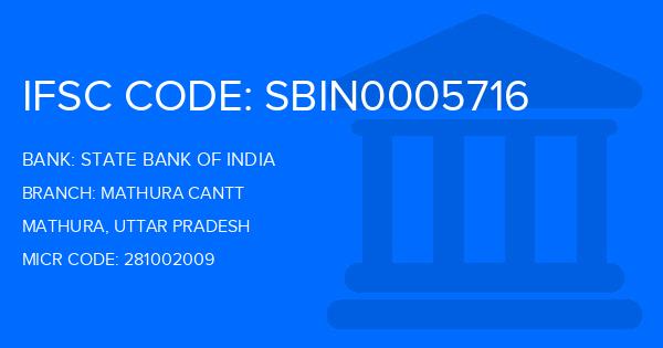 State Bank Of India (SBI) Mathura Cantt Branch IFSC Code