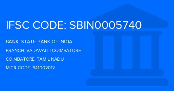 State Bank Of India (SBI) Vadavalli Coimbatore Branch IFSC Code