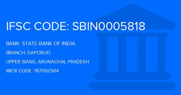 State Bank Of India (SBI) Daporijo Branch IFSC Code