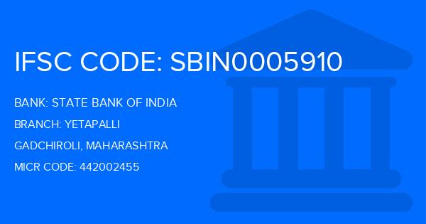 State Bank Of India (SBI) Yetapalli Branch IFSC Code