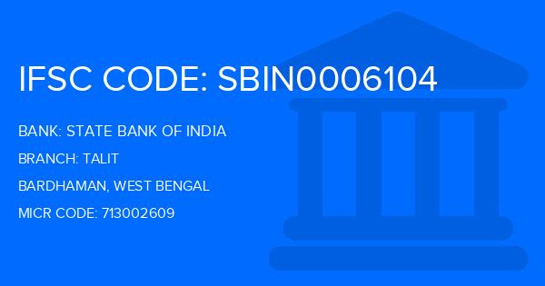 State Bank Of India (SBI) Talit Branch IFSC Code