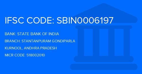 State Bank Of India (SBI) Stantanpuram Gondiparla Branch IFSC Code