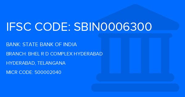 State Bank Of India (SBI) Bhel R D Complex Hyderabad Branch IFSC Code