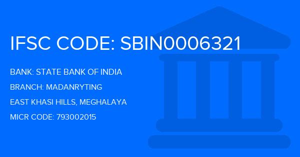 State Bank Of India (SBI) Madanryting Branch IFSC Code