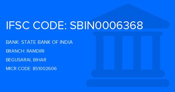 State Bank Of India (SBI) Ramdiri Branch IFSC Code