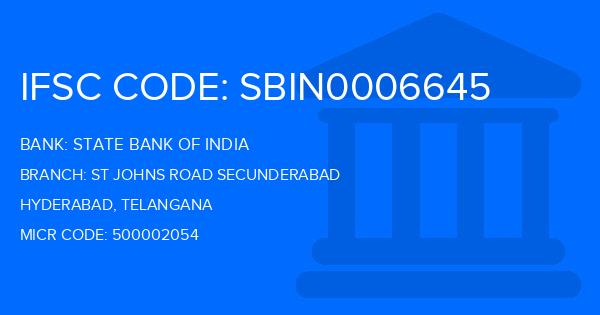 State Bank Of India (SBI) St Johns Road Secunderabad Branch IFSC Code