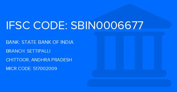 State Bank Of India (SBI) Settipalli Branch IFSC Code