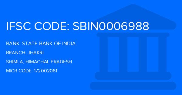 State Bank Of India (SBI) Jhakri Branch IFSC Code