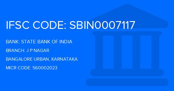State Bank Of India (SBI) J P Nagar Branch IFSC Code