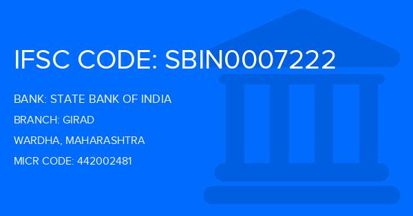 State Bank Of India (SBI) Girad Branch IFSC Code