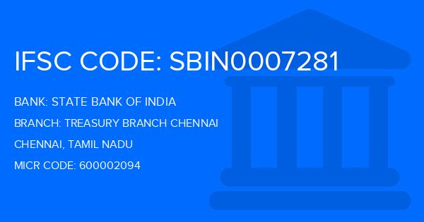 State Bank Of India (SBI) Treasury Branch Chennai Branch IFSC Code