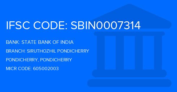 State Bank Of India (SBI) Siruthozhil Pondicherry Branch IFSC Code