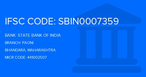 State Bank Of India (SBI) Paoni Branch IFSC Code