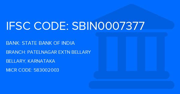State Bank Of India (SBI) Patelnagar Extn Bellary Branch IFSC Code