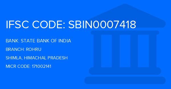 State Bank Of India (SBI) Rohru Branch IFSC Code