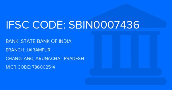 State Bank Of India (SBI) Jairampur Branch IFSC Code
