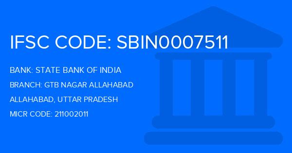 State Bank Of India (SBI) Gtb Nagar Allahabad Branch IFSC Code